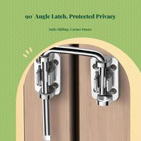 Door Latch, Stainless Steel 90 Degree Right Angle Lock, Privacy Security Bolt for Sliding Barn Door, Bathroom, Bedroom, Easy Installation