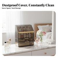 Desktop Makeup Case with Drawers Transparent View Cosmetic Organizer for Bedroom