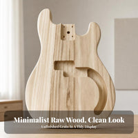 Pre-Drilled Holes PB Bass Body Blank Routed Cavities Unfinished Bass Body Blank Natural Wood Grain Instrument Part for Luthiers, Home Workshop