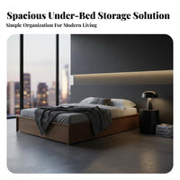 Gas elevate Storage Frame Space-Saving raiseup Bed Base Headboardless Bedroom Furniture for Apartment Dwellers, partners, Small Living Spaces, Guest Room