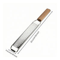 Non-Slip Stainless Steel Grater with Wooden Handle Ergonomic Cheese Grater with Handle Heavy Duty Citrus Zester with Protective Cover Sleeve Fine for Home Cooks, Chefs, Baking