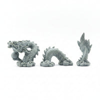 3 Pieces Graphite Gray Dragon Sculpture Imitation Bluestone Dragon Sculpture Set