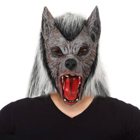 Wolf Mask with Faux Hair Full-Head Wolf Mask Realistic for Costume Parties
