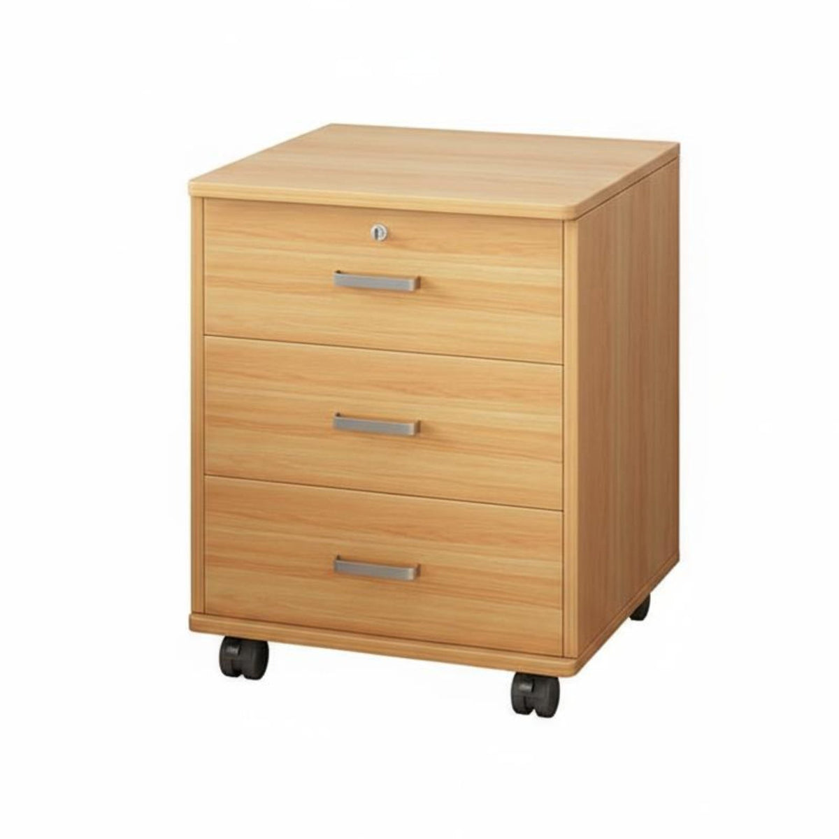 Lockable Nightstand 360° Rotating Wheels Rolling Cabinet with Lock Space-Saving