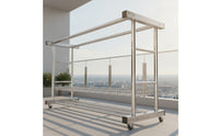 Stainless Steel Clothes Drying Rack Freestanding Double Rod Clothes Rack Movable Furniture Heavy Duty for Laundry Room, Balcony, Patio