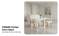 Space-Saving Table with Integrated Chairs Foldable Design Dining Set Installationuncluttered Slim Form for Students, Hosts
