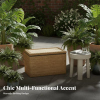 Woven Storage Stool Long-Lasting Frame Footstool Multi-Functional Design