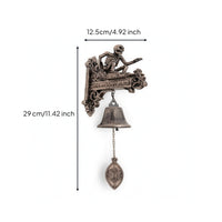 Antique-Style Wall Sign with Bell Ornate Decorative Wall Bell Rustic Decor Welcome for Patio