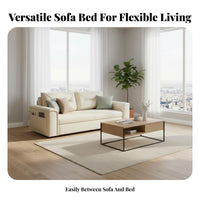 Space-Saving Design Pull-extendable Sleeper Sofa with Storage Multi-Functional Pull-extendable Storage Bed scuff Resistant transformable Couch for Apartment Dwellers, Pet Owners, home dwellers, Office