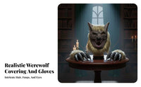 Scary Design Werewolf Mask and Gloves Full Face Coverage Werewolf Dress-up Kit Realistic Features Costume Accessory Furry Accents for Cosplayers, Party-and Goers, Adults, Halloween, Stage Performances, Haunted Houses, Themed Parties