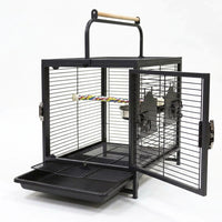 Portable Bird Cage for Small Animals, Metal Budgie Cage with Handle and 2 Doors, Cockatiel Cage with Perch Food Bowls for Outdoor Car Travel