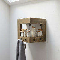 Wooden Key Hanger Rustic Design Wall Mounted Corner Organizer for Entryway