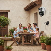 Two-Way Voice Outdoor Camera with Wall-Mount Bracket Waterproof Dual Lens Security Camera Power over Ethernet Wired for Homeowners, Shop Owners, Home Entrances, Yards, Shops