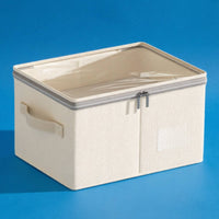 Clothes Organizer Closet Drawer Organizer Collapsible Clothes Bin Fabric Storage Box Breathable Cotton Linen Material with See Through Window Suitable for Car Office Home