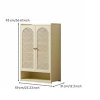 Multi-Layer Shoe Rack Removable Shelves Entryway Cabinet with Doors Open Bottom Shelf Rattan Footwear Storage Unit for Hallway
