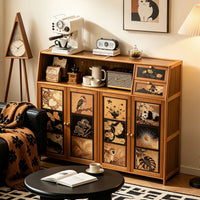 Kitchen Sideboard Storage Cabinet for Living Room Floor Standing Vintage Style Coffee Tea Cabinet