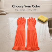 Extra Thick 55cm Waterproof Latex Dishwashing Gloves for Kitchen and Household Cleaning