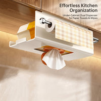 Cabinet Under Cupboard Paper Towel Holder, Hanging Wall Mounted Dispenser for Students, Versatile Kitchen Roll Easy No-Drill Metal