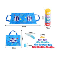Educational Inspired Cloth Fishing Game Set Develops Hand-Eye Coordination Toddler Fishing Toy Soft & Safe Soft Sea Creature and Stacking Cups Set Parent-Child Interactive for Toddlers, Preschoolers, Babies, Playroom, Floor, Bathtub