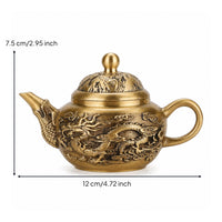 Teapot with Lid Brass-Colored Decorative Teapot Compact for Tabletop Display