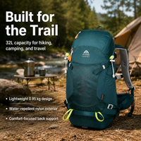 Large 32L Nylon Hiking Rucksack Lightweight Waterproof Outdoor Sports Backpack