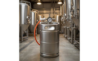 Ball Lock Keg Lid with Floating Tube Tube Stainless Steel Keg Lid with Pressure Gauge for Homebrewers, Closed Transfers
