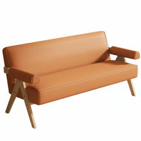 Luxurious Cushioning V-Shaped Frame Upholstered Loveseat Wide Seat Commercial Seating Modern Design Reception Furniture Minimalist Design for Interior Designers, Apartment Dwellers, Restaurant, Book Bar, Office Waiting Area, Small Areas