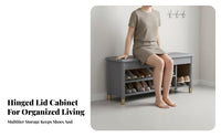 Multi-Layer Shelves Hinged-Top Entryway Stool Space-Saving Shoe Rack Modern Minimalist Design Storage Bench Easy to Assemble for Families, Homeowners, Hallway, Mudroom, Bedroom, Living Room