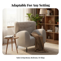 Boucle Upholstered Armchair Nordic aesthetic Accent Chair contemporary Design Easy Assembly for Women, Readers, Bedroom