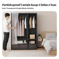 Covered Clothing Rack particleproof Cover Portable Closet Easy Assembly for Students