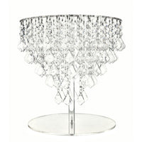 Cake Stand with Dangling Pendants Transparent Cake Stand with Crystal Pendants Stylish Round Acrylic Display Riser for Weddings, Birthday Parties