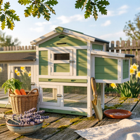 Wooden Small Pet Hutch Front-Opening Doors Small Pet Hutch Metal Latches Animal Habitat for Garden