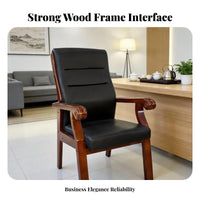 Upholstered Wooden Meeting Chair Padded Backrest Office Furniture Sturdy Frame Long-Lasting Construction for Interior Designers