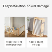 Foldable Dog Gate Indoor Wooden Pet Barrier