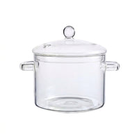 Baby Food and Instant Noodles Soup Pot, Clear Glass Cooking Pot with Saucepan Lid, High Borosilicate Glass Stew Pot, Double Handle Milk Tea Pan