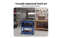 360° Swivel Casters 3-Tier Tool Cart Strong Load-Bearing 3-Tier Rolling Tool Cart Mobile Storage for Warehouse Workers, Technicians, DIY Enthusiasts, Auto Repair Shop, Workshop, Garage