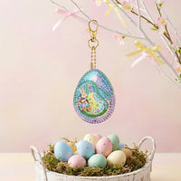 6pcs Easter Crystal Mosaic Keychain Sparkling Rhinestones Single S DIY Easter Egg Keychain Kit 5D Double-Sided Gem Painting Charm for Kids, Keychains