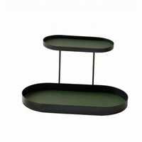 Two-Tier Storage Rack Iron Metal Tray Shelf Stand Leather-Like Lining Cosmetic Display Rack for Desktop