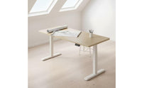 Single Motor Electric Standing Desk Wooden Top Height Adjustable Desk Metal Frame Height Adjustable Table T-Shaped Base