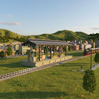 Railway Stop with Canopy Realistic HO Model Railway Station Stop Painted for Hobbyists, Dioramas