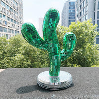 Disco Ball Sparkling Mirrored Statue Creative Design Reflective Plant Sculpture for Christmas, Desktop, Balcony
