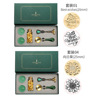 Wholesale Wax Seal Stamp Kit with Wax Beads - Dark Green Single Head