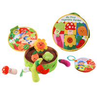 Squeezable Soft Toy Play Set with Storage Box Interactive Fruit and Vegetable Plushies with Basket Cute Fruit and Vegetable Basket Soft Toy Toddler for Toddlers, Babies, Infants, Home, Nursery, Tummy Time
