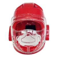 One-Piece Sparring Helmet with Face Visor Thickened Combat Sports Arts Head Protector with Visor Clear Combat Sports Arts Headgear with Face Guard Ventilated for Athletes, Coaches, Taekwondo Training, Boxing Practice