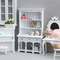 1:12娃娃屋dollhouse迷你家具模型立式书柜微缩橱柜木质白色柜子