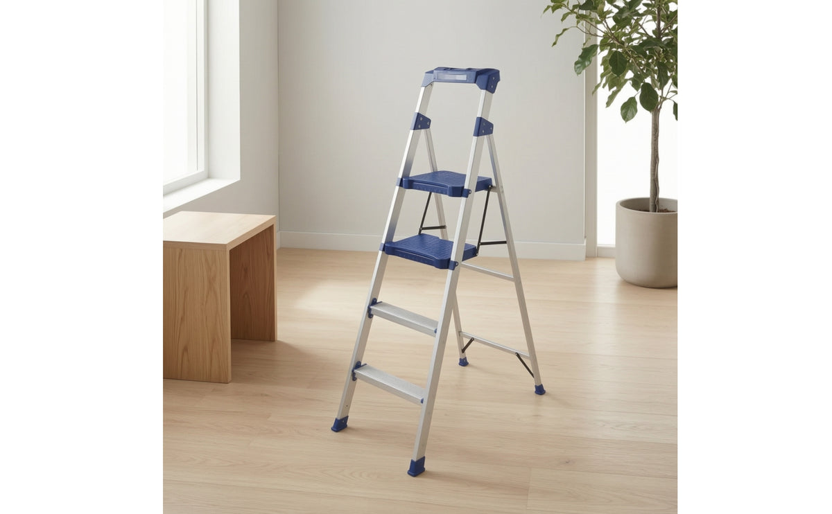 Non-Slip Step Ladder with Tool Tray Foldable Step Ladder with Handgrip Portable Space-Saving for Homeowners, Painting, Kitchen