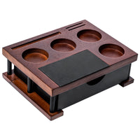 Multifunctional Solid Wood Coffee Tamper Base Storage Knock Box with Round Corner