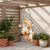 Squirrels on Swing Decor Easy to Hang Squirrel Swing Figurine Weather Resistant