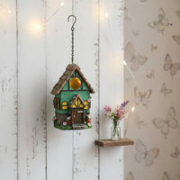 Cottage Birdhouse Hand-Painted Dwelling Birdhouse Easy to Clean Decorative Bird House for Outdoor