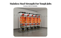 Firefighter Gear Rack Stainless Steel Rotating Crisis Equipment Stand Heavy-Duty Construction Double-Sided Turnout Gear Stand for Emergency Responders